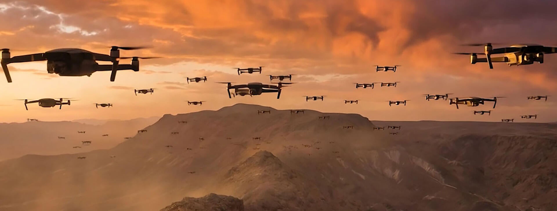 Drone swarm approaching a protected site monitored by Drone Guardian counter-UAS protection