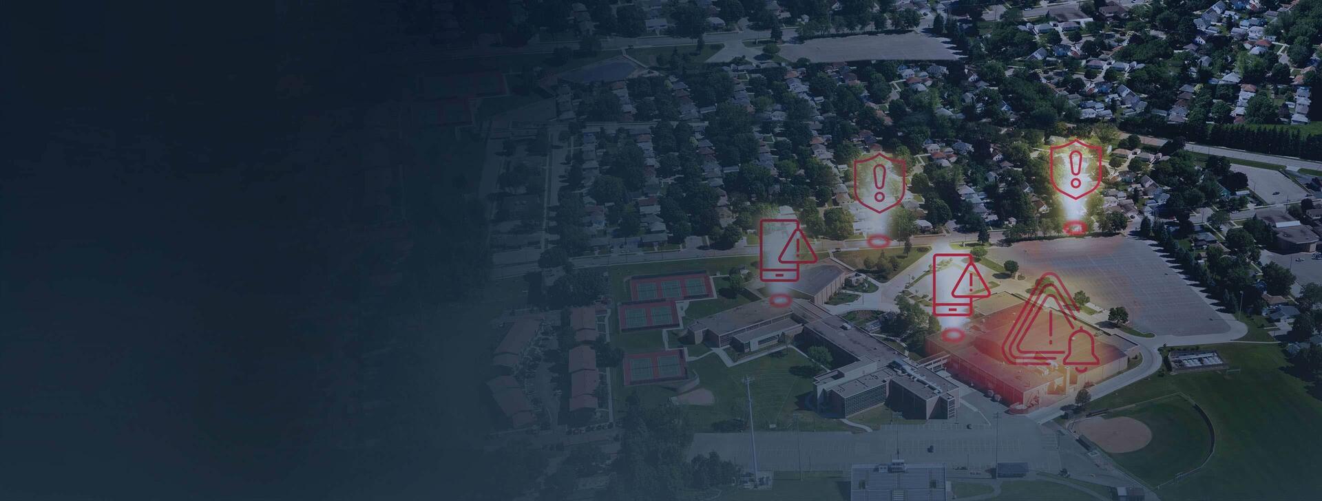 Graphic of school campus alerts