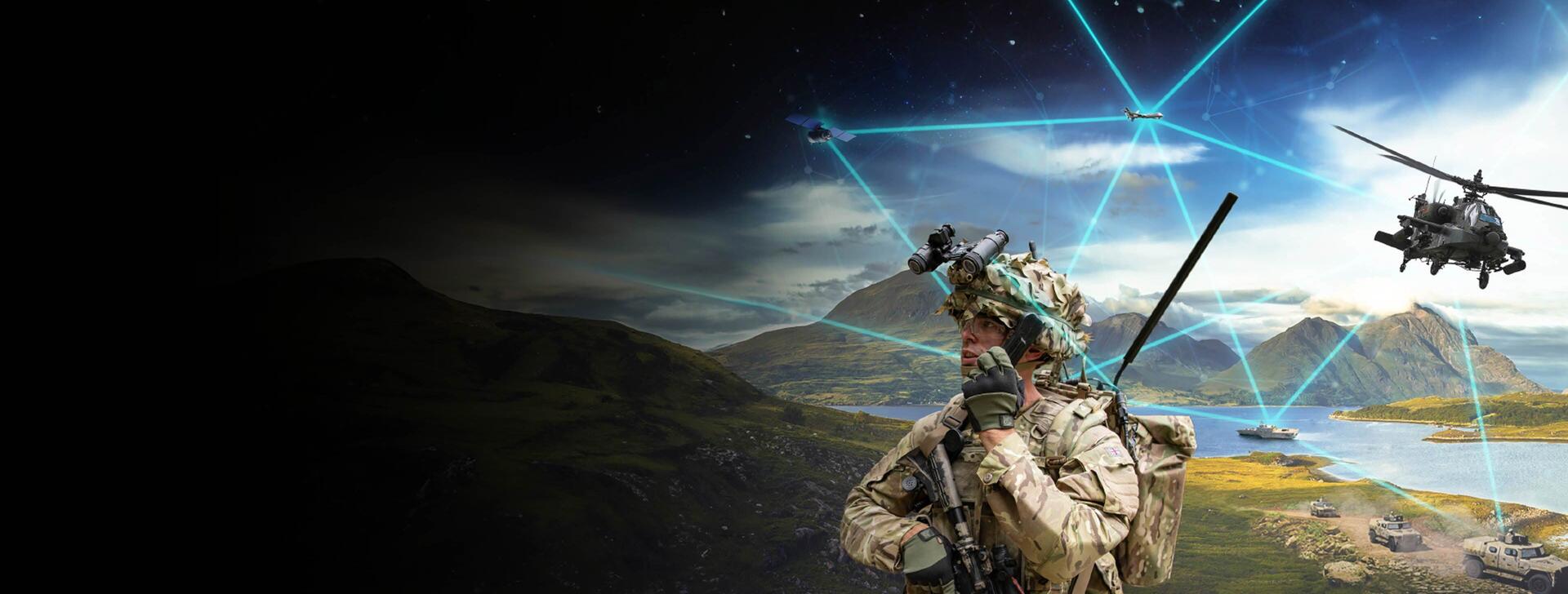 Soldier connects to network on battlefield