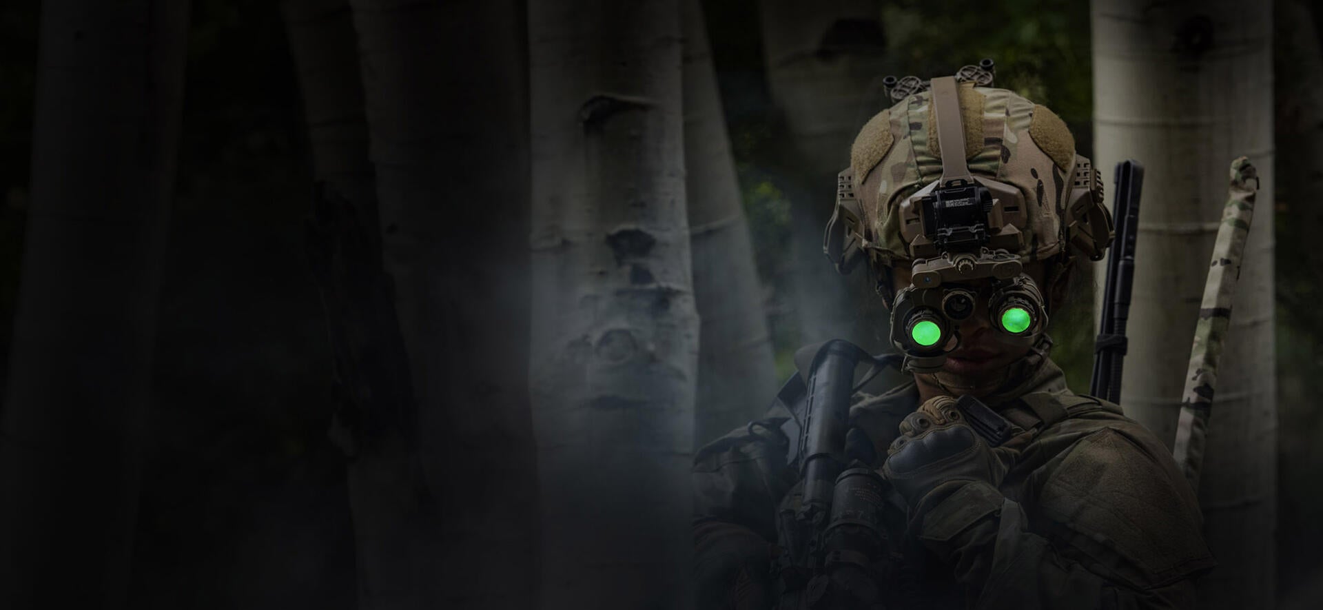 Soldier with night vision goggles