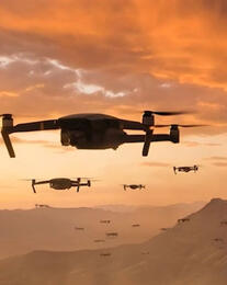 Drone swarm approaching a protected site monitored by Drone Guardian counter-UAS protection