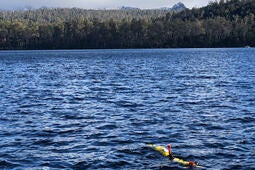 L3Harris Iver3 AUV operating live during the 2021 Winterfest at Lake Saint Clair in Tasmania, Australia.