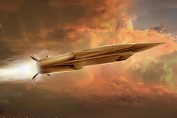 Hypersonic missile flies through the air