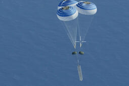 Missile target hovers over water for a U.S. missile test