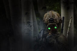 Soldier with night vision goggles