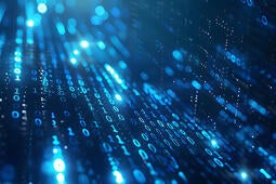 Data represented with blue lights