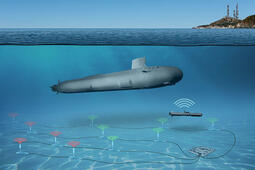 Submarine navigates waters