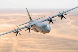 C-130J Hercules aircraft flies over Jordan