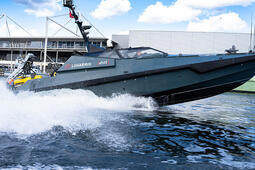 Usv boat glides across water