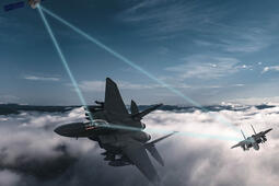 Jets connect to each other and satellite via a network