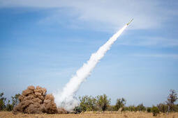 Missile takes off in the sky