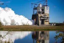 NASA and L3Harris conducted a full-duration RS-25 hot fire test Nov. 11 on the Fred Haise Test Stand at Stennis Space Center near Bay St. Louis, Mississippi, marking a major milestone for future Artemis flights of the Space Launch System rocket.