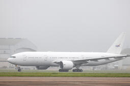 777 Aircraft with NASA logo on tail