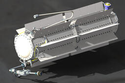 Artist's concept of the L3Harris Next Gen RTG in flight configuration, designed to provide 250 watts of reliable power for decades-long missions in deep space.