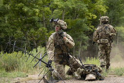 British Infantry wearing Binocular Night Vision Device (BNVD) - Fused