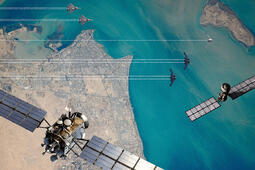 Concept of multiple communications pathways to aircraft including satellite