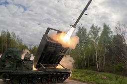 GMLRS fires from launcher