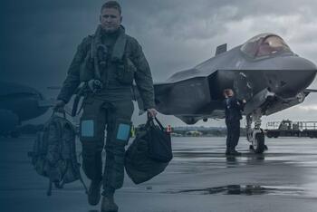 Daniel Daehler, 944th Operations Group Det. 2, F-35 instructor pilot, walks off the flightline at Royal Air Force Fairford, England, after flying a F-35 Lightning II from Luke Air Force Base, Arizona, to RAF Fairford making it his first trans-Atlantic flight and the first U.S. Air Force F-35 trans-Atlantic flight. The trip to the United Kingdom was in support of the Royal International Air Tattoo at Fairford in southern England. The group from Luke flew three F-35’s to the air show.