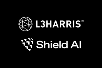 Logos of L3Harris and Shield AI