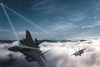 Jets connect to each other and satellite via a network