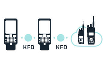 P25 KEY FILL DEVICE INTERFACE (KFD) icon showing KFDs connected to portable radios
