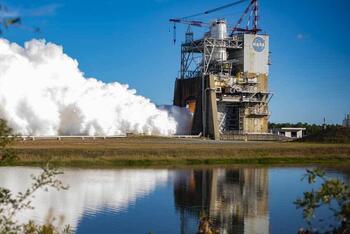 NASA and L3Harris conducted a full-duration RS-25 hot fire test Nov. 11 on the Fred Haise Test Stand at Stennis Space Center near Bay St. Louis, Mississippi, marking a major milestone for future Artemis flights of the Space Launch System rocket.
