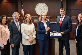 Virginia Gov. Abigail Spanberger, L3Harris VP Mark Farley, and state and local leaders make announcement