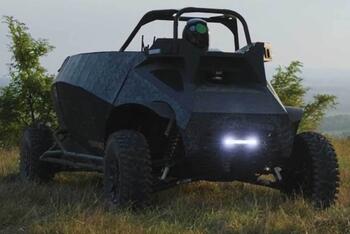 Diamondback Autonomous Ground Vehicle (AGV) or Unmanned Ground Vehicle (UGV) on sand