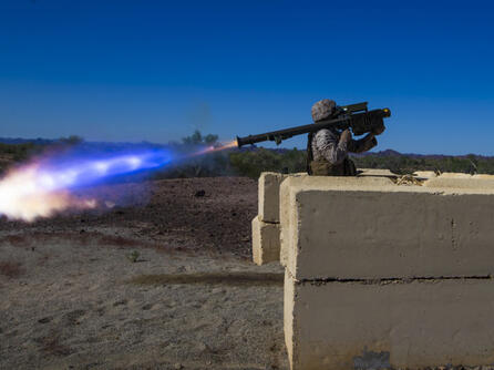 A U.S. Marine fires an FIM-92 Stinger missile during a training exercise in Yuma, Arizona. Aerojet Rocketdyne is expanding its Orange County, Virginia, site to increase production of solid rocket motors for key defense programs, including Stinger and Javelin. (Credit: U.S. Marine Corps)