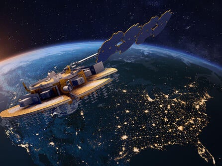 Rendering of NTS-3 Navigational Satellite over North America
