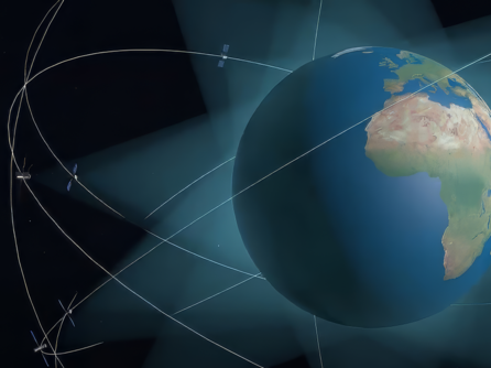 Satellite constellation circles earth