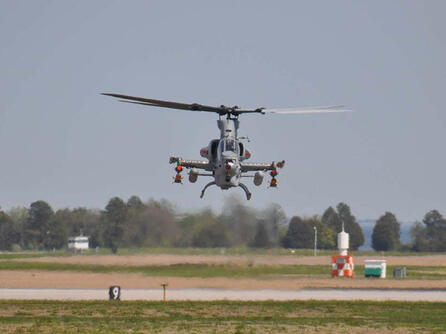 Helicopter lands at air field thumbnail image