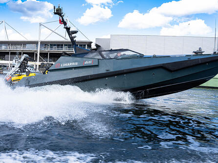 Usv boat glides across water