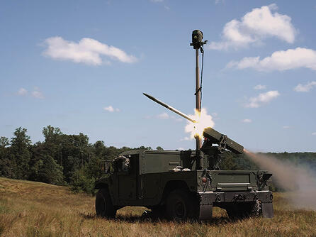 VAMPIRE system outfitted on vehicle fires missile