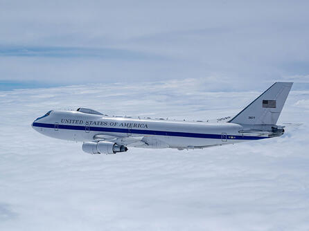 Jet flies through air