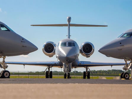 a modified jet sits on the runway