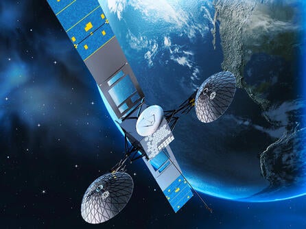Image Credit: NASA. Artist rendering of a space communications satellite in orbit, representative of the resilient, multi-band infrastructure supporting mission operations across multiple orbits and domains.