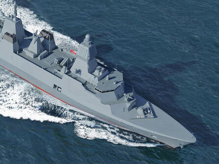Ship with Polish flag cuts through water