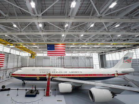 Aircraft in hangar