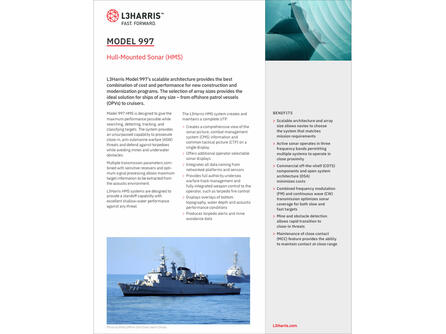 L3Harris' Model 997 Hull-Mounted Sonar (HMS) Data Sheet thumbnail image