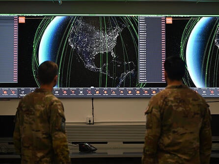Members of the 18th Space Defense Squadron operate the Atlas system at Vandenberg Space Force Base, Calif.