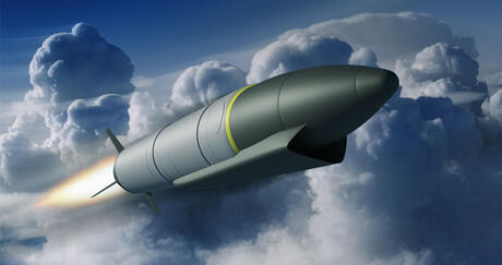 A Ramjet flying through the clouds.