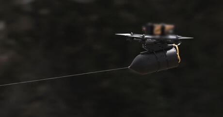 L3Harris' Fiber-optic Tether System deployed on flying drone