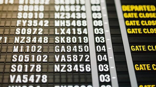 Departures board in airport