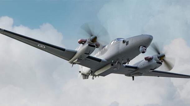Rendering of the King Air 350 extended range aircraft for Canadian Department of National Defence.