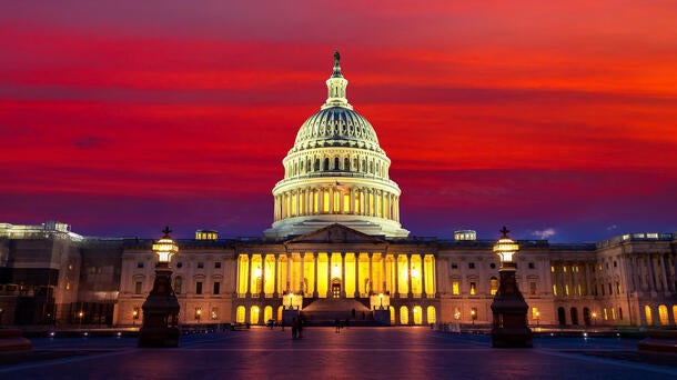 US Capitol at dusk