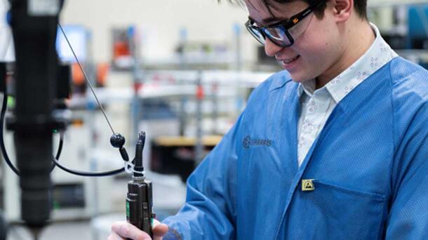 student working in manufacturing