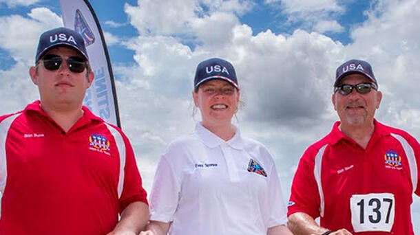 Brian M., EB M., Matt S. proudly representing Aerojet Rocketdyne at the World Championships (photo credit: Todd Schweim)