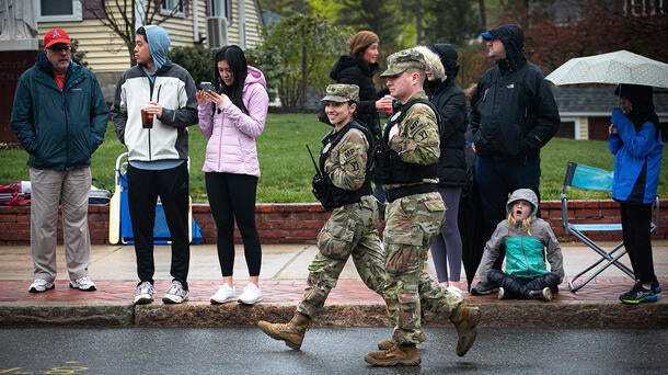 Massachusetts National Guard at marathon
