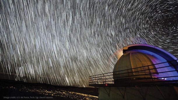 The Ground-Based Electro-Optical Deep Space Surveillance System is responsible for tracking thousands of objects in space. The telescope is positioned at White Sands Missile Range, New Mexico. Image credit: U.S. Air Force, Tech. Sgt. David Salanitri)